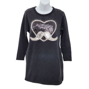 2/$20 Y2K Black & White Furry Mustache Graphic Fleece Top Blouse Size: M